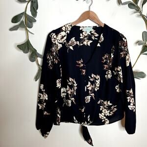 Veronica M. Dark Blue Floral Blouse